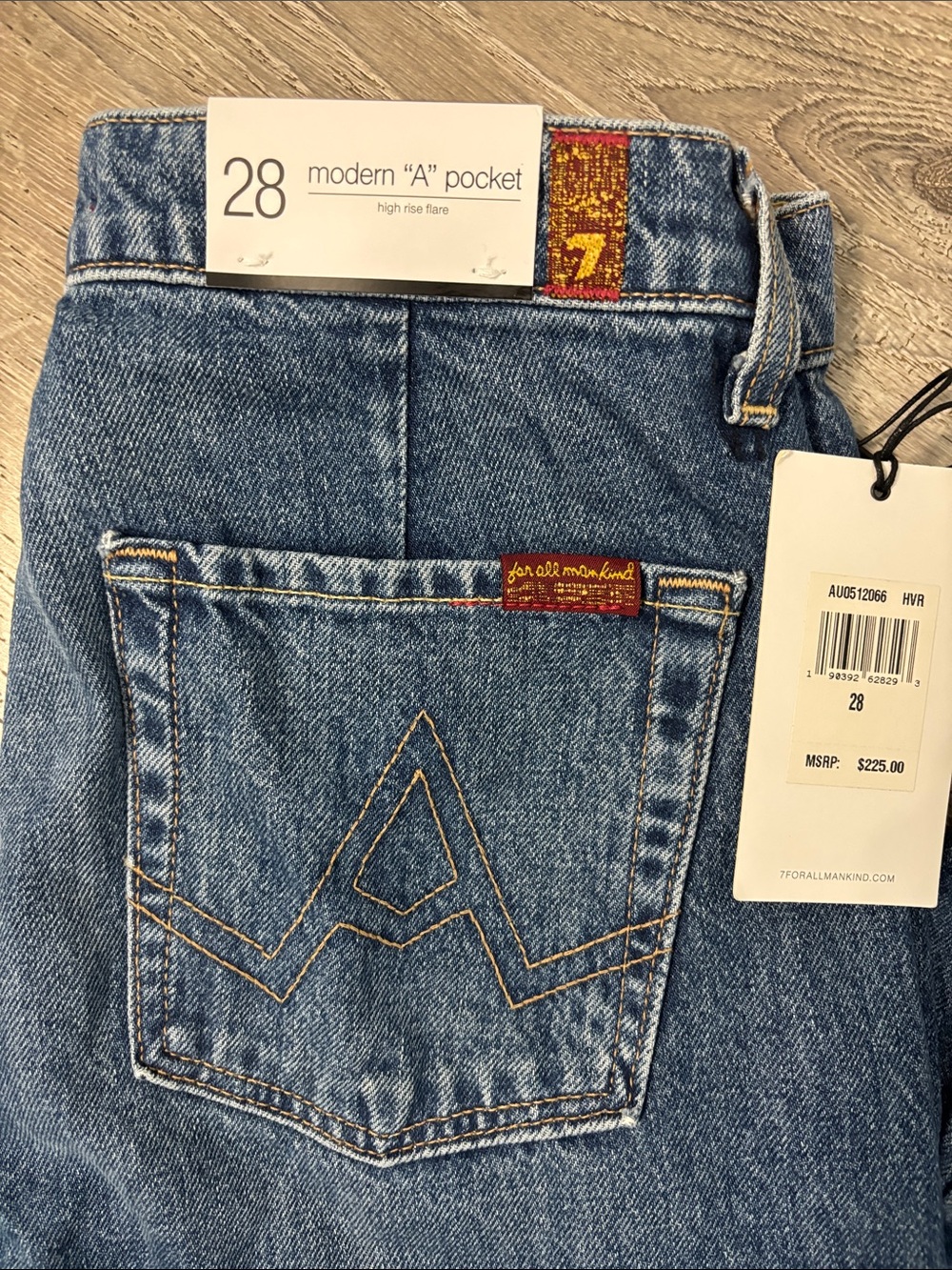 7 For All Mankind Medium Blue High Rise Flare “A” pocket women’s Jeans 28 NWT